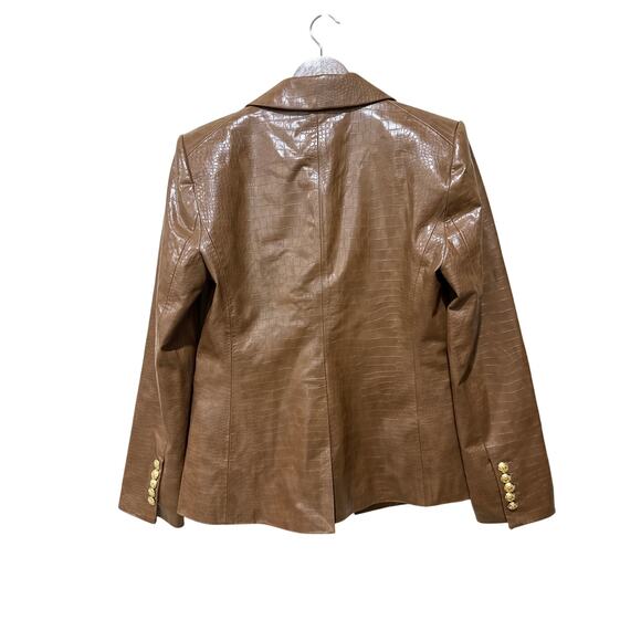 Veronica Beard Lawrence Croc Embossed Faux Leather Dickey Jacket New with Tags - Picture 6 of 8